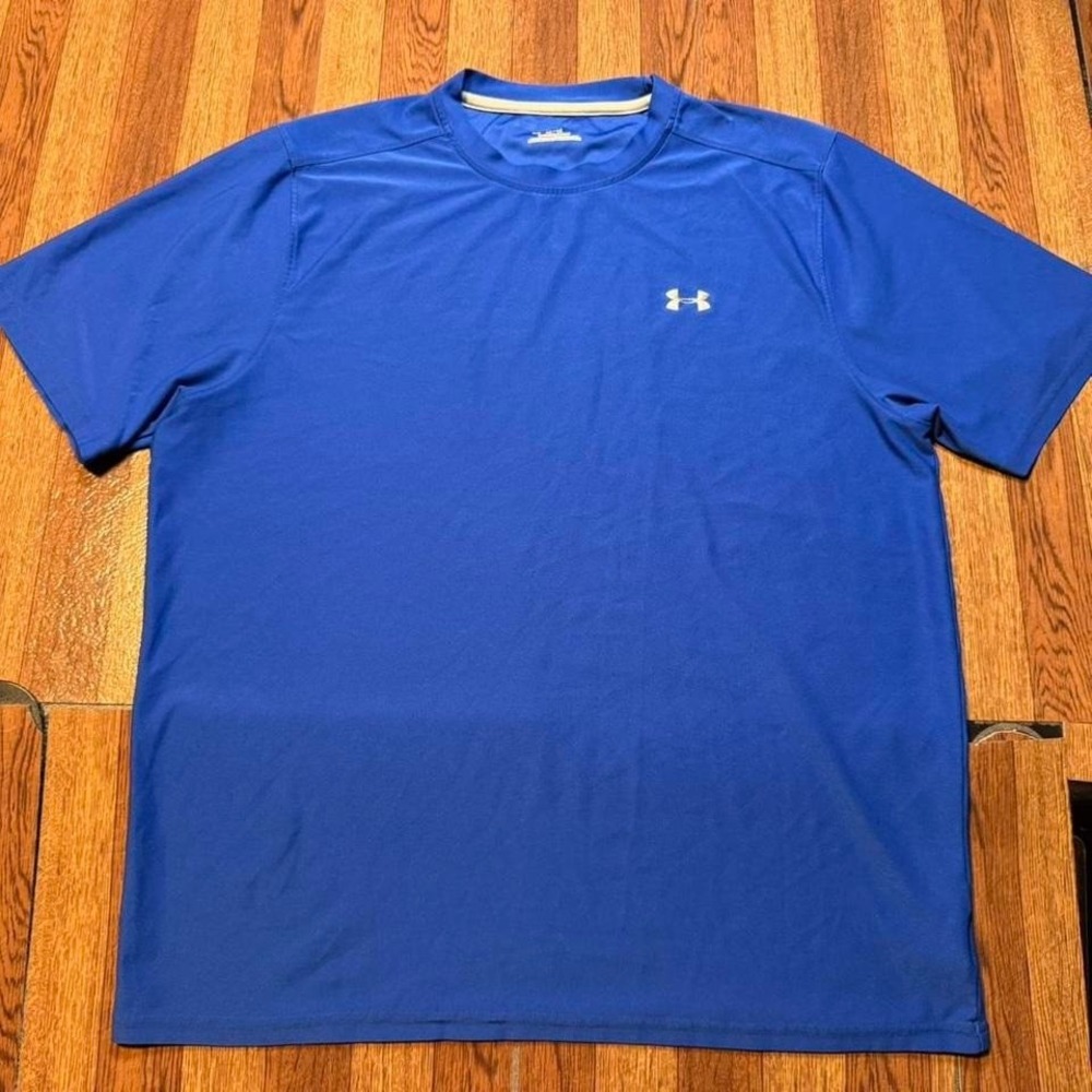 Under Armour Blue Heat Tech Retro Sportswear Running Train Shirt Medium